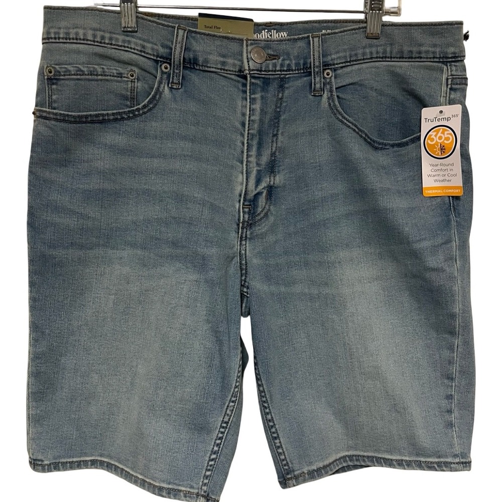 NWT Goodfellow & Co Mens Slim Fit Denim Shorts Light Wash TruTemp 365 Size 38